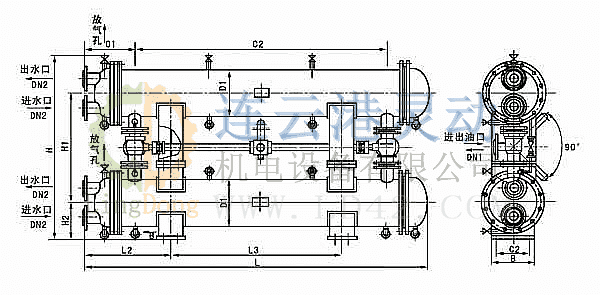 臥式雙聯(lián)油冷卻器型號(hào)規(guī)則圖解